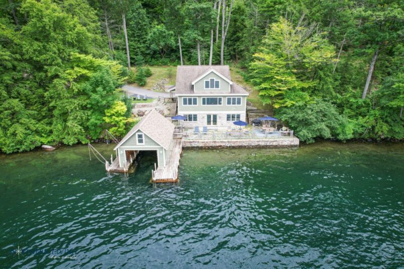 French Mountain Cove vacation rental and boathouse on Lake George