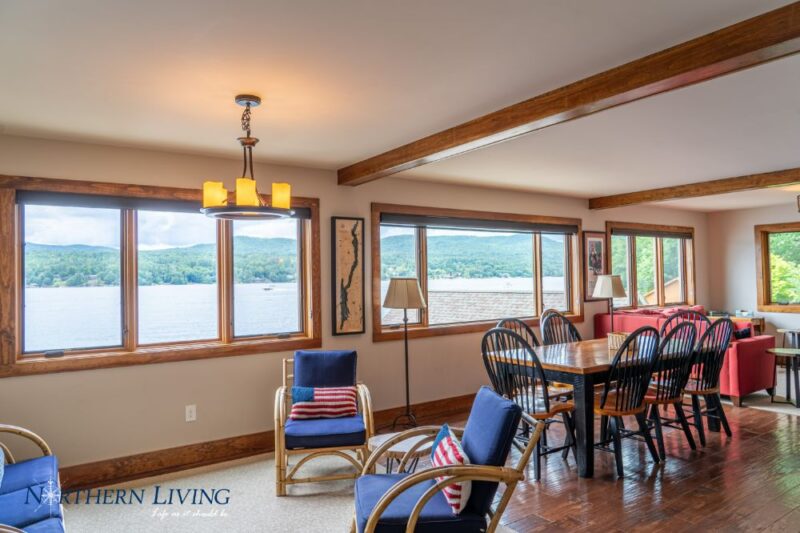 open concept sitting area, dining room and living room