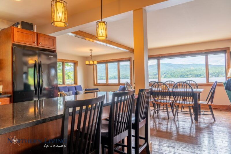 breakfast bar and open kitchen