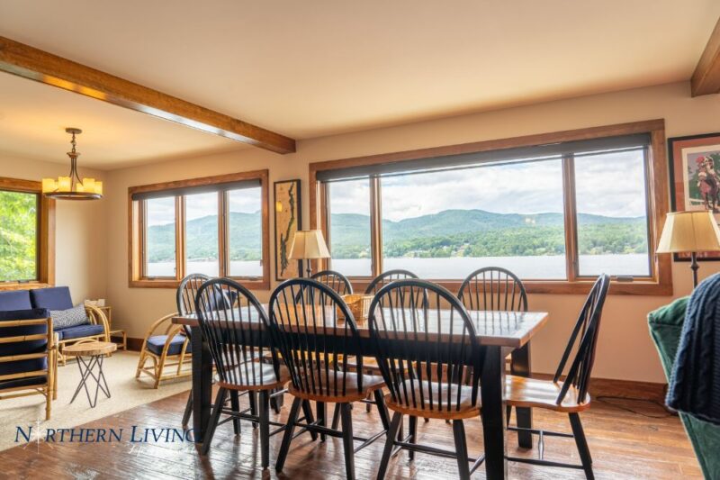 dining room at French Mountain Cove vacation home rental on Lake George