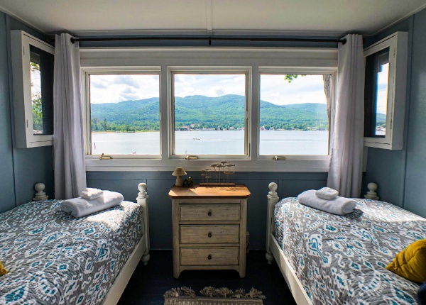 Crawford House bedroom with view of the lake out the window