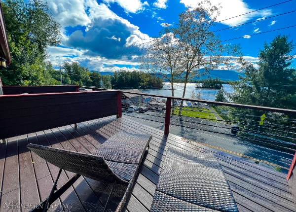 Huddle Bay Estate deck overlooking lake