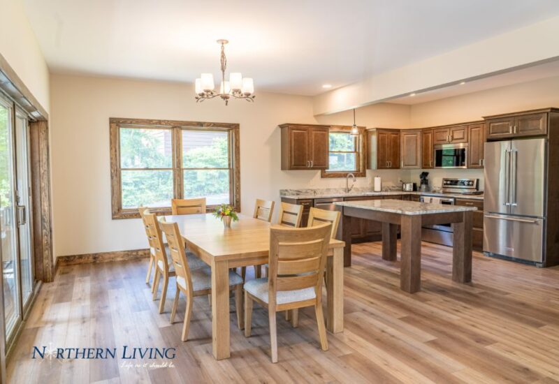 open kitchen and dining area