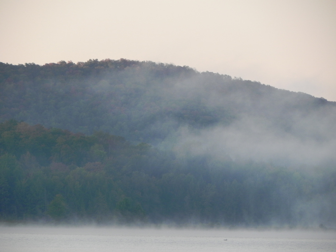 adirondack mountains covered with fog