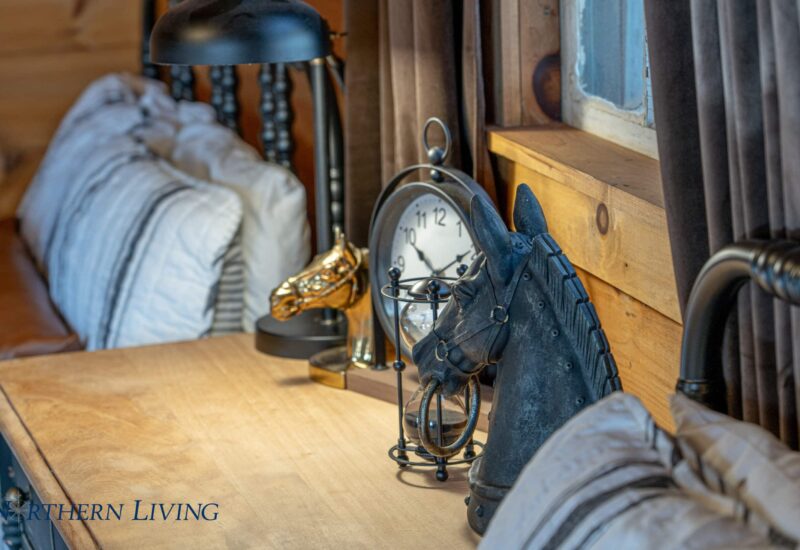 horse-themed decor on a dresser