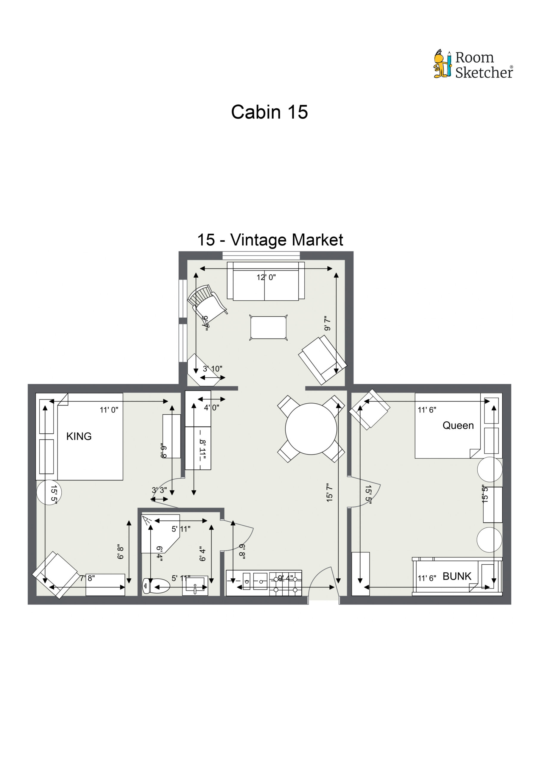 NEW Floorplan letterhead - Cabin 15 - 15 - Vintage Market - 2D Floor Plan
